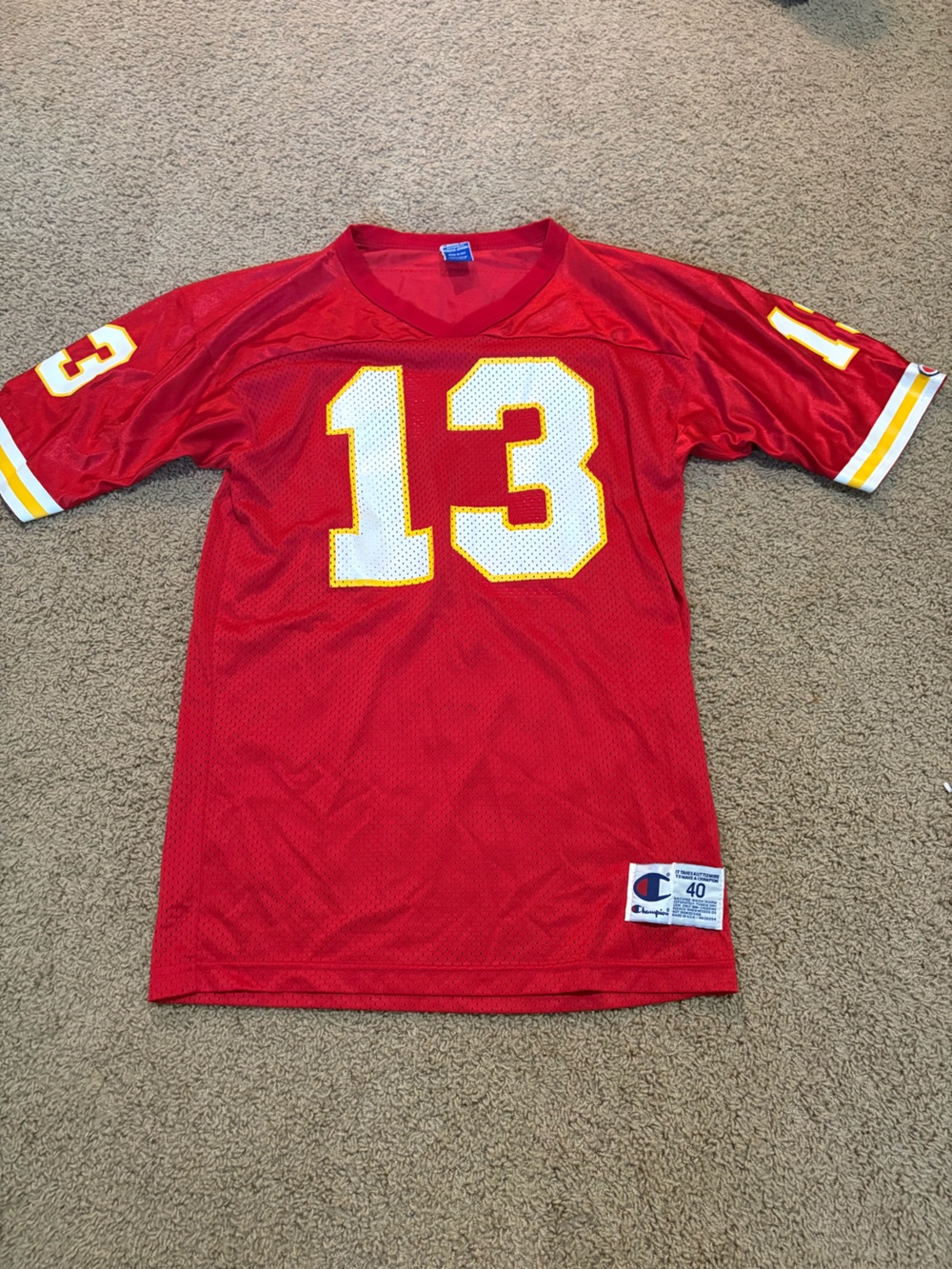 Kansas City Chiefs Champion Red Football Jersey with White/Yellow Number 13